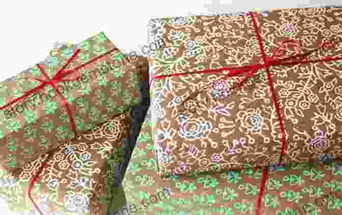 A Photo Of A Wrapped Gift With Block Printed Gift Wrap. Print It : 25 Projects Using Hand Printing Techniques For Fabric Paper And Upcycling