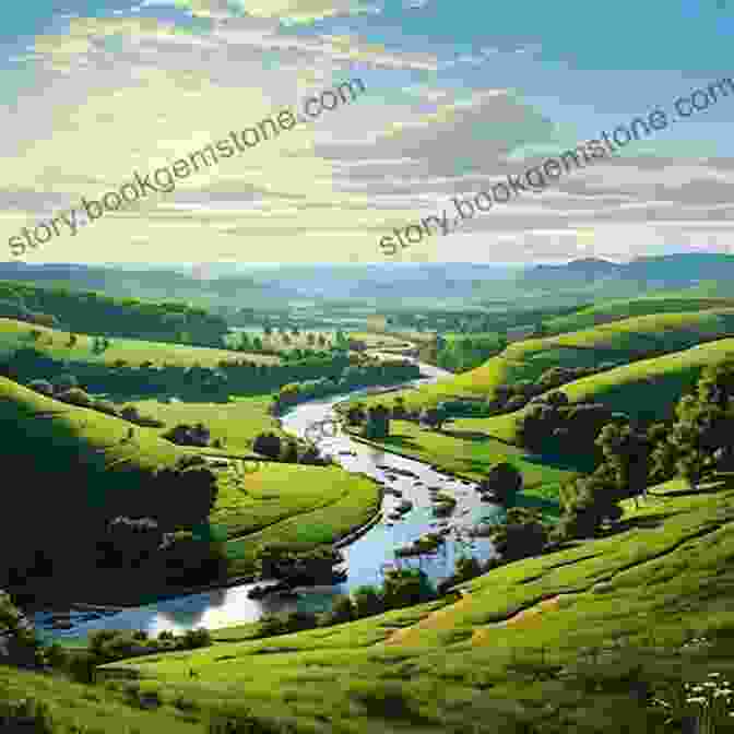 A Vibrant Oil Painting Of A Serene Landscape With Rolling Hills, A Winding River, And Majestic Trees Bathed In Golden Sunlight. Landscapes In Oils (Collins Learn To Paint)