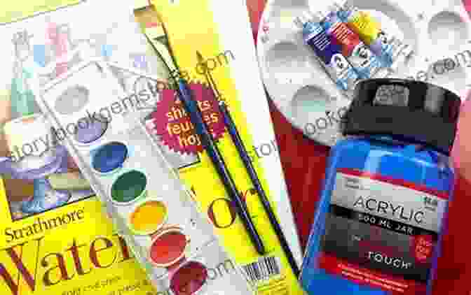 An Artist's Workspace Showcasing A Variety Of Art Supplies For Airbrushing, Acrylic Painting, Calligraphy, And Drawing, Including Brushes, Pens, And Paints. AIRBRUSHING: 1 2 3 Easy Techniques To Mastering Airbrushing (Acrylic Painting Calligraphy Drawing Oil Painting Pastel Drawing Scultping Watercolor Painting 1)